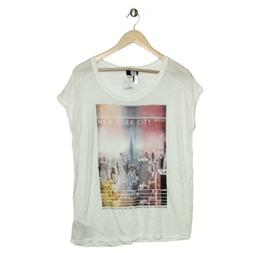 NWT  Mango Jeans New York Travel Sheer Tee XL